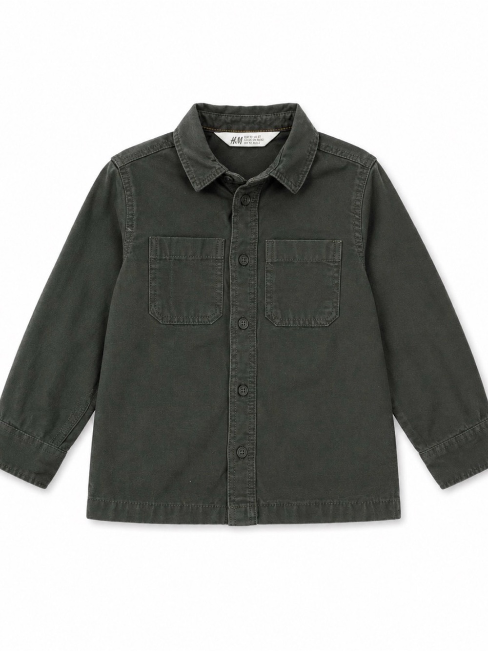 H&M Olive Green Kids Button-Down Shirt Jacket